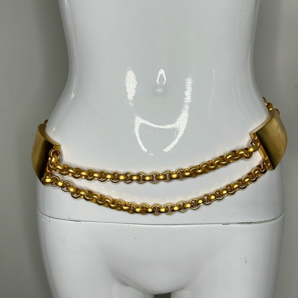 Linda Levinson Accessories - Linda Levinson 1980’s Matte Goldtone Solid Adjustable 31” Drop Chain Belt